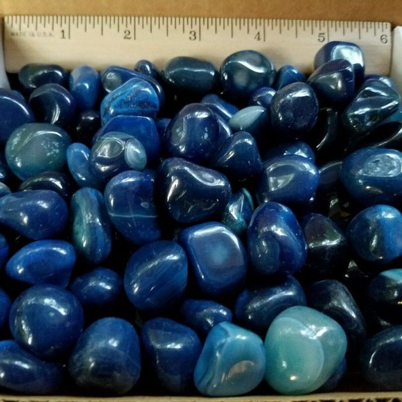1/4 lb Tumbled Blue Brazilian Agate Gems Crystal - Picture 1 of 3